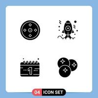 Group of 4 Modern Solid Glyphs Set for focus holiday target development blueberry Editable Vector Design Elements