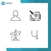 Line Pack of 4 Universal Symbols of avatar board user creative direction Editable Vector Design Elements