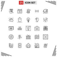 Set of 25 Vector Lines on Grid for earn hand electric business ui Editable Vector Design Elements