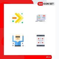 paquete de línea de vector editable de 4 iconos planos simples de flechas elementos de diseño de vector editables de seguridad de tarjeta de identificación criminal