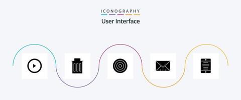 User Interface Glyph 5 Icon Pack Including user. mobile phone. interface. interface. message vector