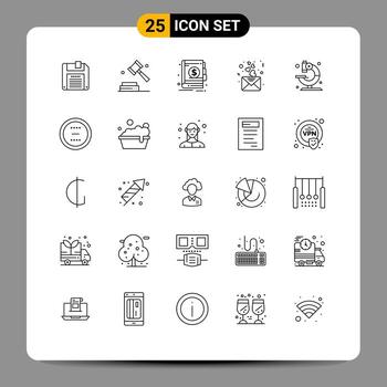 Pictogram Set of 25 Simple Lines of microscope lab economy mail heart Editable Vector Design Elements
