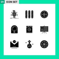 9 User Interface Solid Glyph Pack of modern Signs and Symbols of machine suit business helmet hunter Editable Vector Design Elements