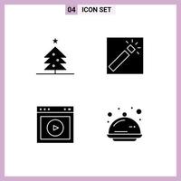 Universal Icon Symbols Group of 4 Modern Solid Glyphs of tree ux photo retouch website Editable Vector Design Elements