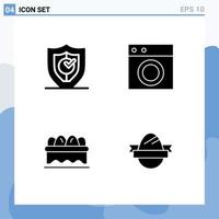 Pack of 4 Modern Solid Glyphs Signs and Symbols for Web Print Media such as gdpr washing secure furniture easter Editable Vector Design Elements
