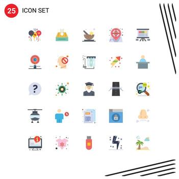 Modern Set of 25 Flat Colors and symbols such as web location empty map mortar Editable Vector Design Elements