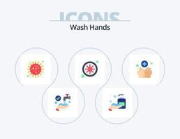 Wash Hands Flat Icon Pack 5 Icon Design. hands. covid. bacteria. coronavirus. bacteria vector