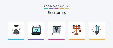 Electronics Line Filled 5 Icon Pack Including . truck. radio. communication. Creative Icons Design vector