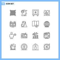 Universal Icon Symbols Group of 16 Modern Outlines of discount graph locker statistics chart Editable Vector Design Elements