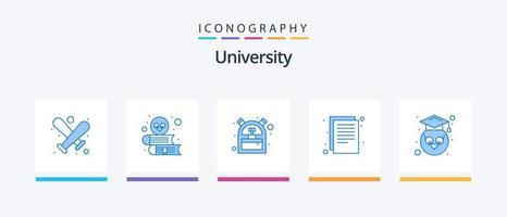 University Blue 5 Icon Pack Including professor. paper. bag. notes. documents. Creative Icons Design vector