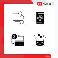 4 Thematic Vector Solid Glyphs and Editable Symbols of direction cash engine optimization credit Editable Vector Design Elements