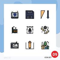 Pictogram Set of 9 Simple Filledline Flat Colors of pen drawing sorting design smoke Editable Vector Design Elements