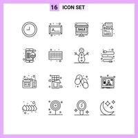 Outline Pack of 16 Universal Symbols of bar seo shop mobile image Editable Vector Design Elements