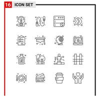 Outline Pack of 16 Universal Symbols of list clipper server clip right Editable Vector Design Elements