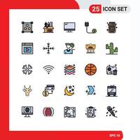 25 iconos creativos signos y símbolos modernos de hardware cable computadora computadoras pc elementos de diseño vectorial editables vector