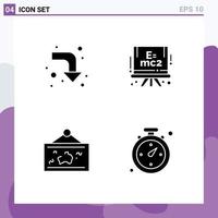 Modern Set of 4 Solid Glyphs and symbols such as arrows photo chemistry frame compass Editable Vector Design Elements