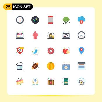 Set of 25 Modern UI Icons Symbols Signs for internet cloud mobile alert food Editable Vector Design Elements