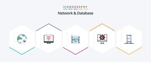 Network And Database 25 Flat icon pack including online. computer. online. network. document vector