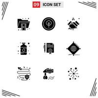 Set of 9 Modern UI Icons Symbols Signs for spray color agreement bottle real Editable Vector Design Elements