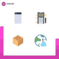 Pictogram Set of 4 Simple Flat Icons of machine connect pencle cube networking Editable Vector Design Elements