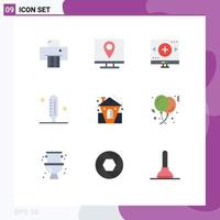 Editable Vector Line Pack of 9 Simple Flat Colors of castle medical computer fever search Editable Vector Design Elements