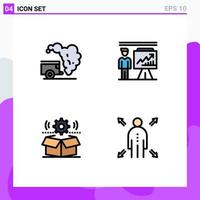 Universal Icon Symbols Group of 4 Modern Filledline Flat Colors of dump box pollution presentation wheel Editable Vector Design Elements