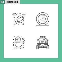 Stock Vector Icon Pack of 4 Line Signs and Symbols for beach ball coffee engine optimization drink Editable Vector Design Elements