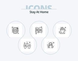 Stay At Home Line Icon Pack 5 Icon Design. open book. note book. valentine. book. time vector