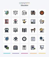 paquete de iconos rellenos de 25 líneas de educación creativa, como educación. escuela. datos. educación. página vector