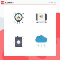 Set of 4 Modern UI Icons Symbols Signs for atom can search education cloud Editable Vector Design Elements