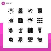 Set of 16 Modern UI Icons Symbols Signs for oven mitt horror music halloween clean Editable Vector Design Elements