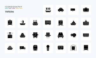 25 Vehicles Solid Glyph icon pack vector