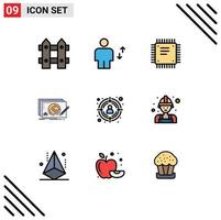 conjunto de 9 iconos de interfaz de usuario modernos signos de símbolos para elementos de diseño de vector editables de placa base de nivel de movimiento de diseño completo