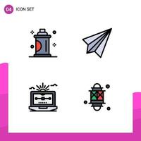 Modern Set of 4 Filledline Flat Colors and symbols such as beauty send salon contact file Editable Vector Design Elements