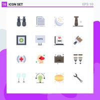 Set of 16 Modern UI Icons Symbols Signs for box game data bat moon Editable Pack of Creative Vector Design Elements