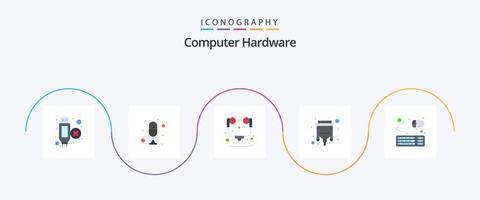 Computer Hardware Flat 5 Icon Pack Including keyboard. hdmi. computer. usb. cable vector