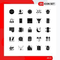 Set of 25 Modern UI Icons Symbols Signs for cup valentines help love support Editable Vector Design Elements