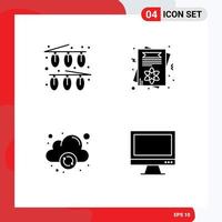 Pack of 4 creative Solid Glyphs of celebration computing lights female computer Editable Vector Design Elements