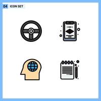 4 Universal Filledline Flat Color Signs Symbols of controller back to school wheel face education Editable Vector Design Elements