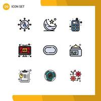 Set of 9 Modern UI Icons Symbols Signs for lcd media night display toy Editable Vector Design Elements