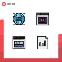 Group of 4 Filledline Flat Colors Signs and Symbols for world page web design web web Editable Vector Design Elements