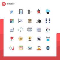 Pictogram Set of 25 Simple Flat Colors of protection computing devices transport ship Editable Vector Design Elements