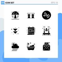 Pack of 9 creative Solid Glyphs of crime document cash design next Editable Vector Design Elements