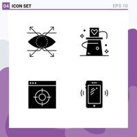 Group of 4 Modern Solid Glyphs Set for business application vision magic office Editable Vector Design Elements