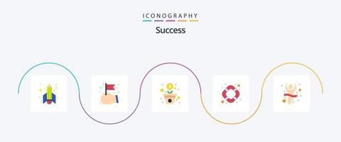 paquete de íconos planos de éxito 5 que incluye al ganador. premio. crecimiento. apoyo. ayudar vector