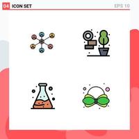 4 Universal Filledline Flat Colors Set for Web and Mobile Applications wlan waste group plant carnival Editable Vector Design Elements