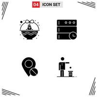 Group of Solid Glyphs Signs and Symbols for basket map holiday server pin Editable Vector Design Elements