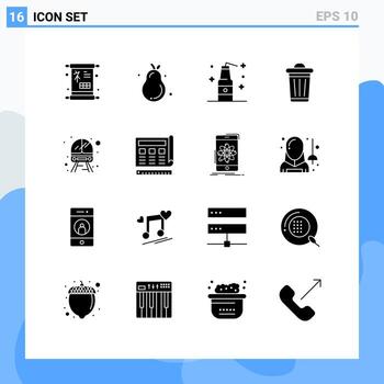 grupo de símbolos de iconos universales de 16 glifos sólidos modernos de elementos de diseño de vectores editables de entorno de energía de bomba de árbol de servicio