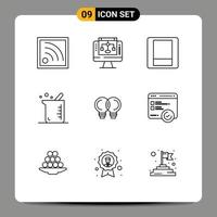 Set of 9 Commercial Outlines pack for thinking innovation switch idea biology Editable Vector Design Elements