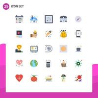 Group of 25 Modern Flat Colors Set for navigation instagram internet real estate building Editable Vector Design Elements